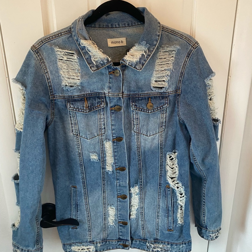 Mono B Distressed Blue Denim Jacket